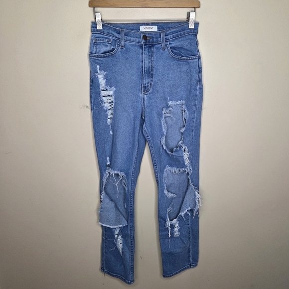 Vibrant M.I.U Denim - Vibrant M.I.U | Destroyed Ripped Baggy High Rise Straight Leg Jeans Size 27